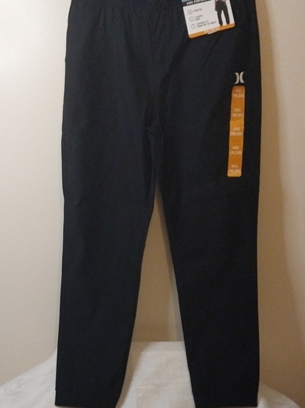 Hurley Track Pant Kids XXL 18/20 Black with White Logo